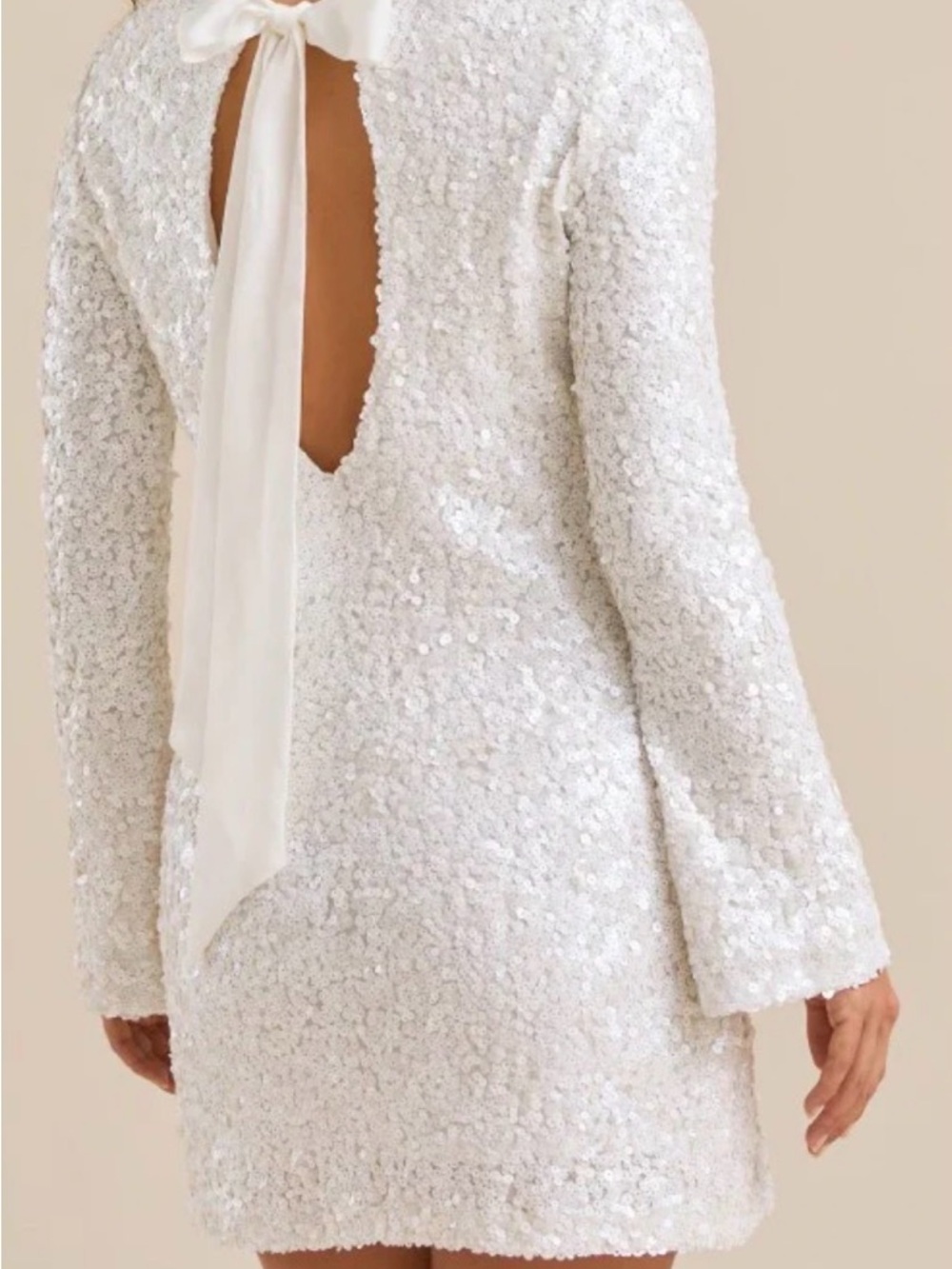 Altar’s State Delaney Sequin Long-Sleeve Mini Dress with Back Bow